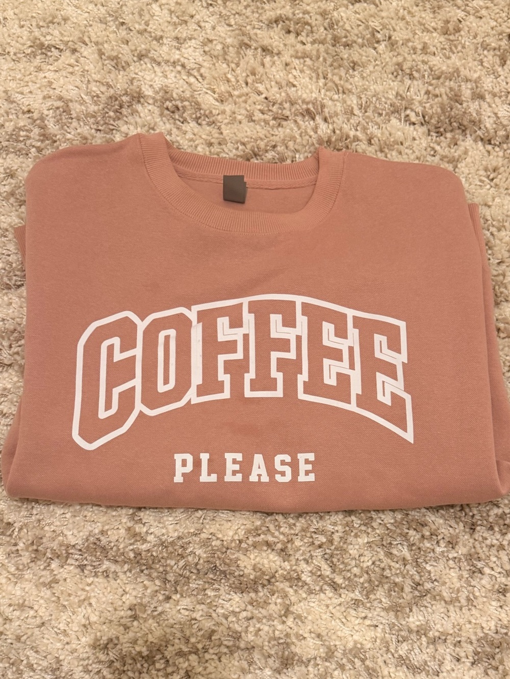 Brand New!!  Basic Sweatshirt “Coffee Please”  Pullover Sweatshirt - Dusty Rose